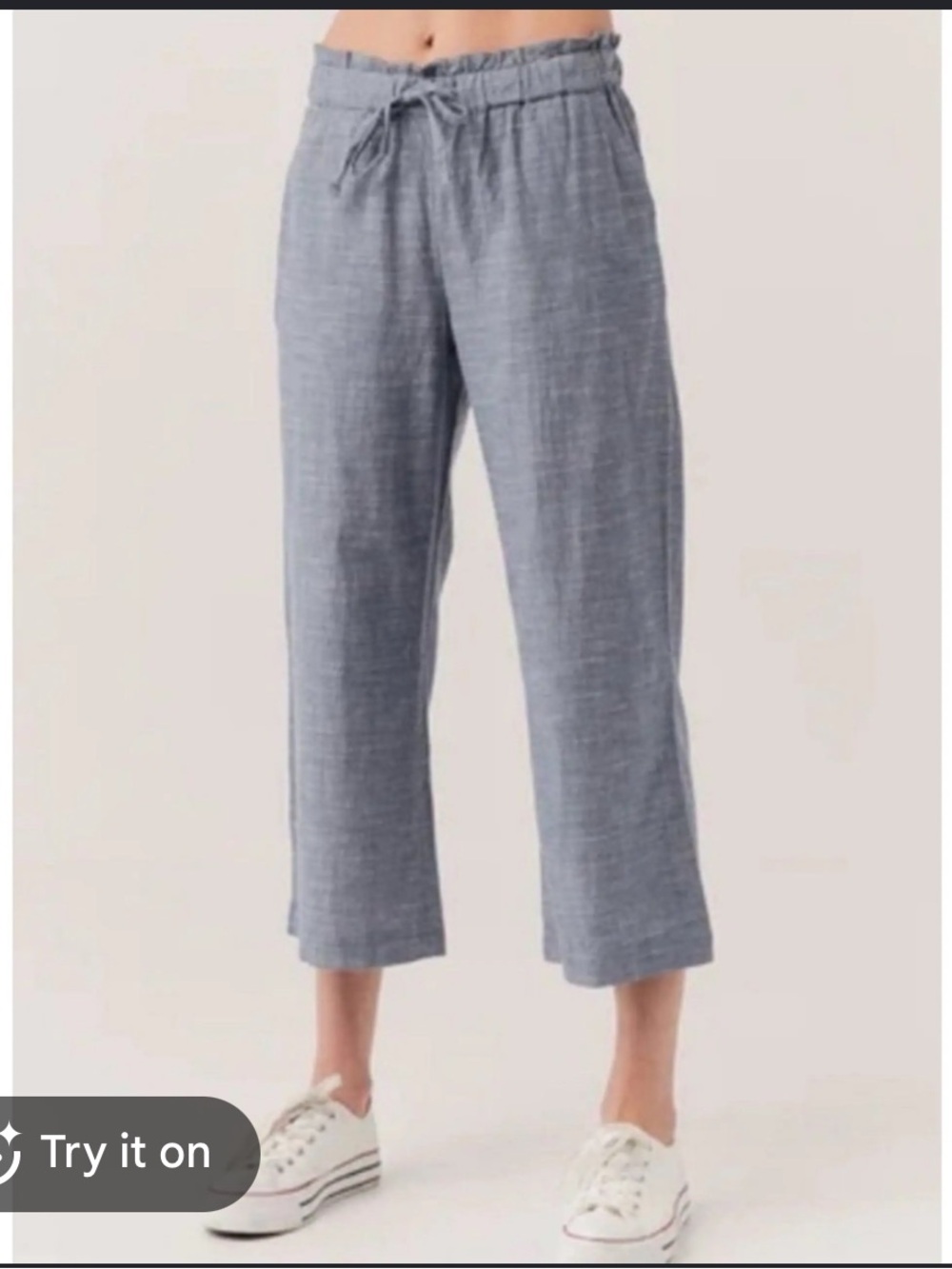 Pact Pants - blue chambray “Sunday Pant” pull on style cropped